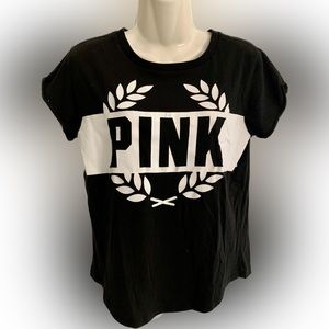 🌿 PINK Victoria’s Secret Black & White Tee T-shirt short sleeve Top Women’s S